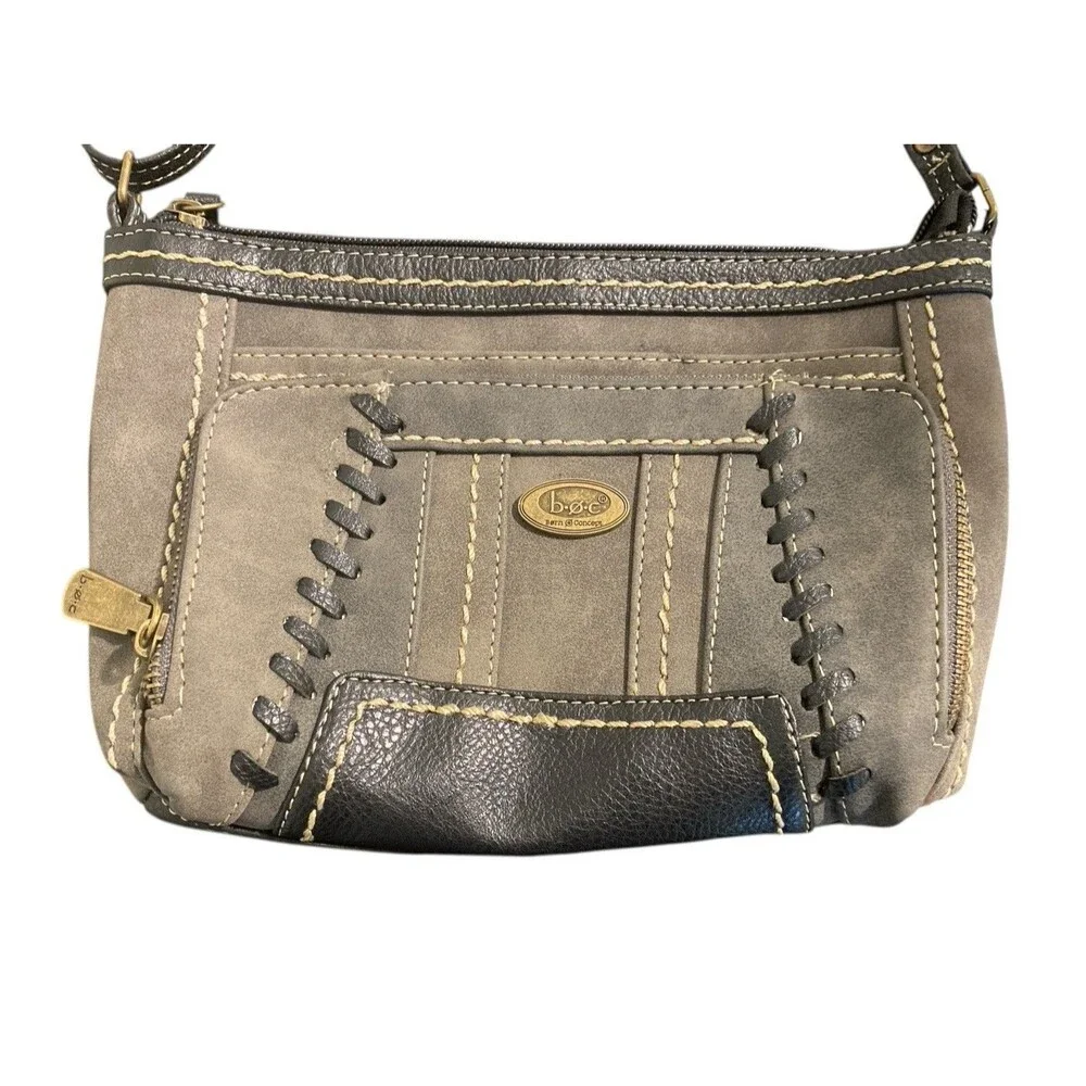 B.O.C‎ Born Concept Gray/ Black Crossbody Purse Faux Leather